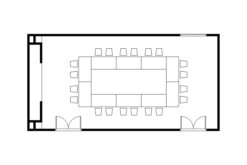 A layout diagram of Conference Rooms with tables arranged in a square-shape.