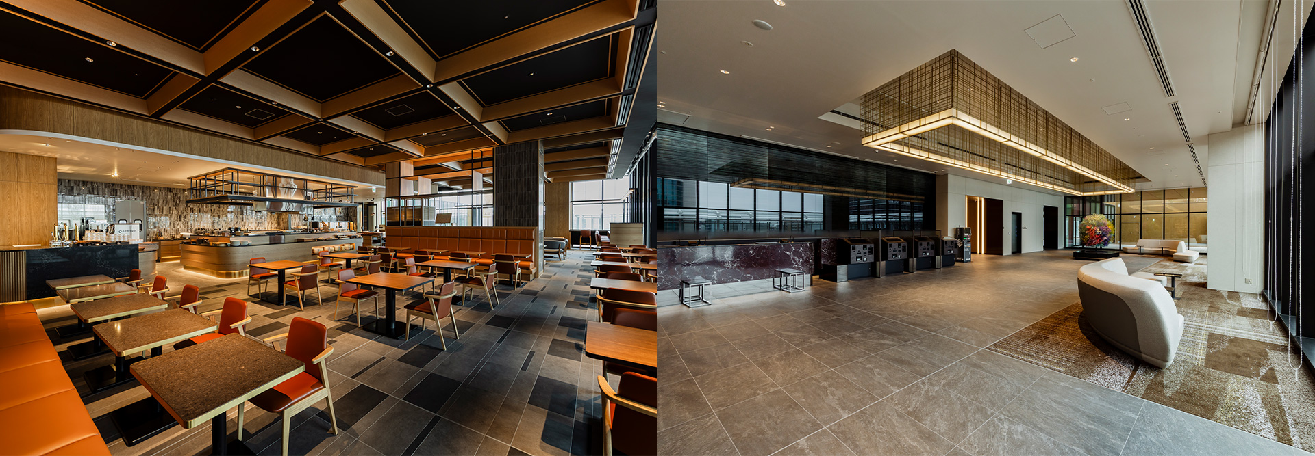 Photo: Inside restaurants and hotel reception areas