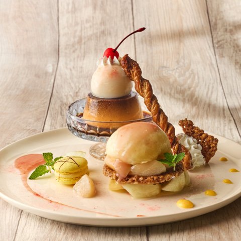 桃のIGNITEの濃い味プリンアラモード