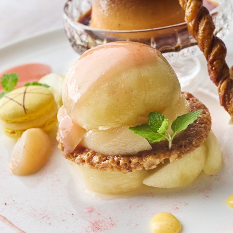 桃のIGNITEの濃い味プリンアラモード