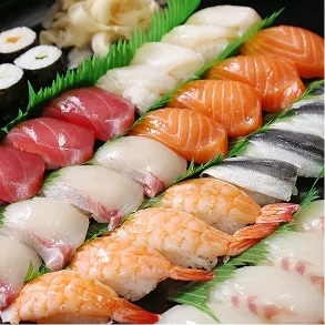 職人の手元とマグロの握り寿司