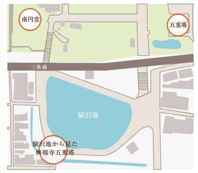 イメージ写真：猿沢池周辺地図