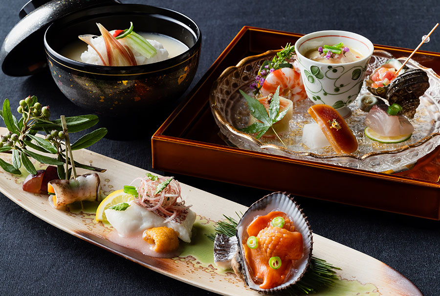 旬の魚介や繊細な盛り付けが美しい季節の日本料理